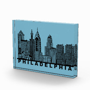Philadelphia Skyline Silhouette Photo Block