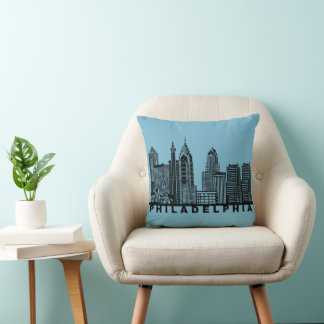 Philadelphia Skyline Silhouette  Throw Pillow
