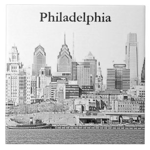 Philadelphia Skyline Sketch Tile