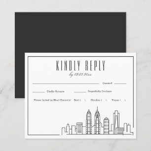 Philadelphia Skyline   Wedding RSVP + Meal Choice Card