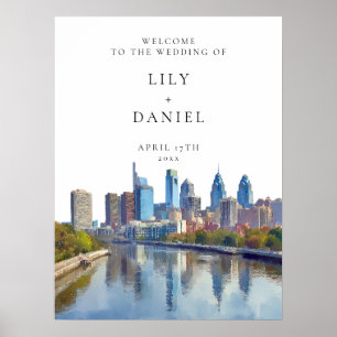 Philadelphia Skyline Wedding Welcome Sign