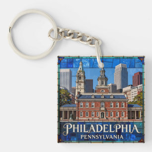 Philadelphia Stained Glass Historic Cityscape 🔔 Keychain
