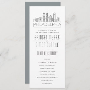 Philadelphia Stylized Skyline   Wedding Program