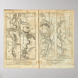 Philadelphia to New York Road Map 2 Poster