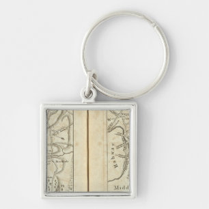 Philadelphia to New York Road Map 3 Keychain
