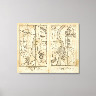 Philadelphia to New York Road Map Canvas Print