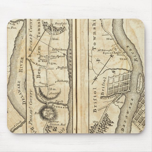 Philadelphia to New York Road Map Mouse Pad (Front)