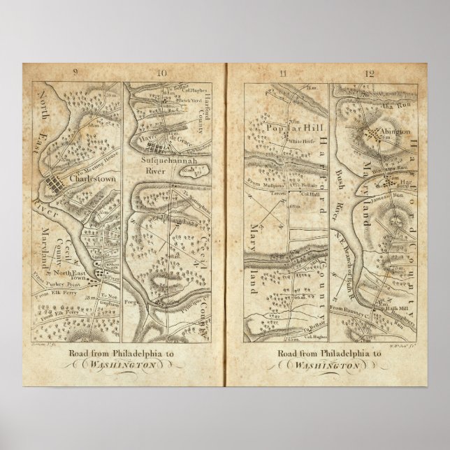 Philadelphia to Washington Road Map Poster (Front)