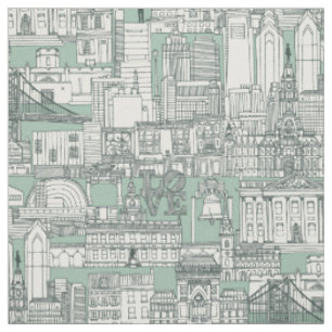 Philadelphia toile balsam duck egg fabric