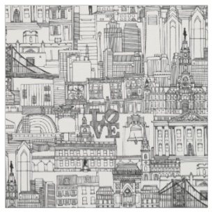 Philadelphia toile black white fabric