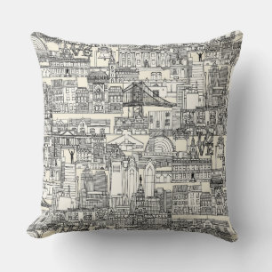 Philadelphia toile pearl black throw pillow