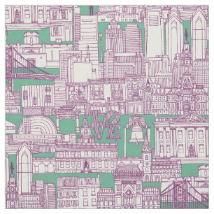 Philadelphia toile purple peppermint fabric