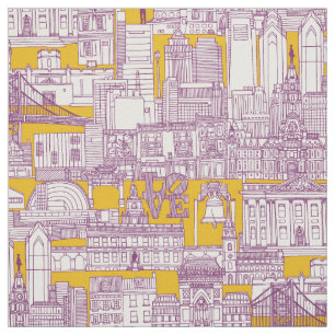 Philadelphia toile purple yellow fabric