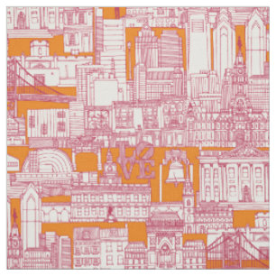 Philadelphia toile viva magenta satsuma fabric