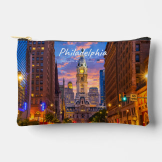 Philadelphia, USA - City Hall Twilight Skyline Accessory Pouch