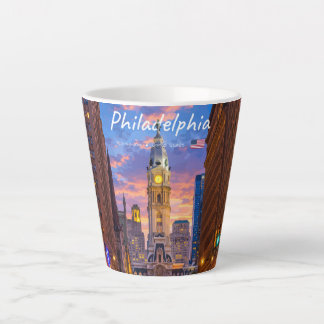Philadelphia, USA - City Hall Twilight Skyline S Latte Mug
