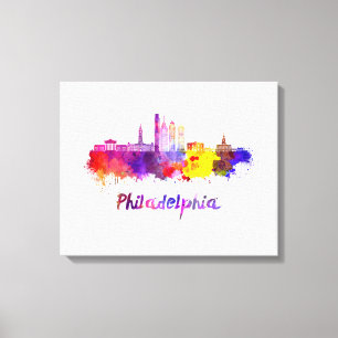 Philadelphia V2 skyline in watercolor Canvas Print