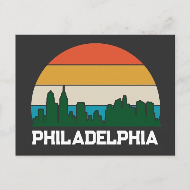 Philadelphia Vintage City Sunset Postcard (Front)