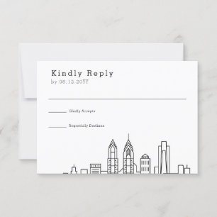 Philadelphia Wedding   Stylized Skyline RSVP Card