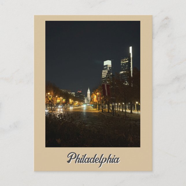 Philadelphie à la carte postale de nuit (Devant)