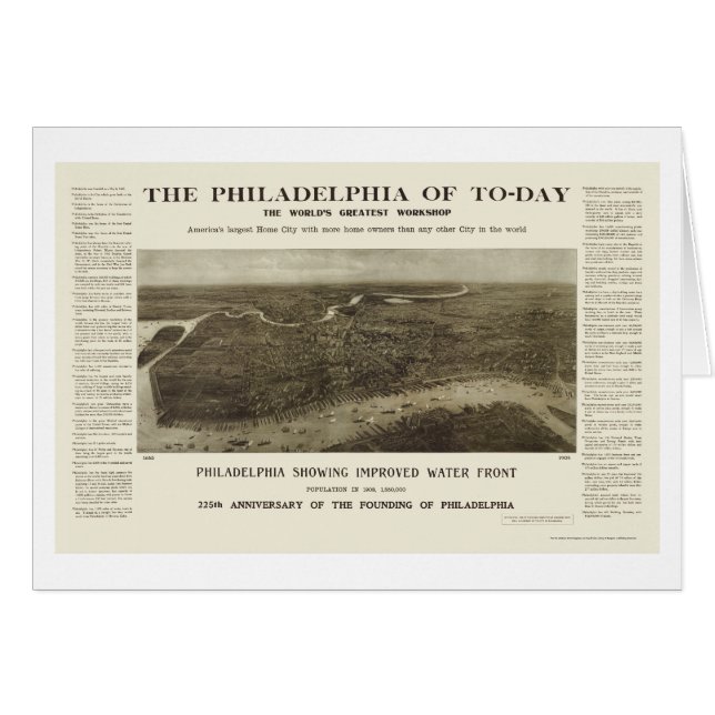 Philadelphie, carte panoramique de PA - 1908 (Devant horizontal)