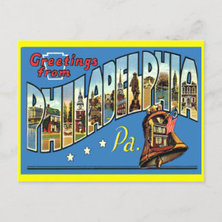 Philadelphie Carte postale de voeux Vintage