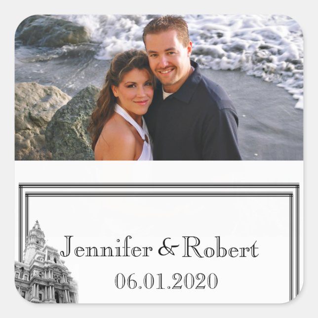 Philadelphie Destination Mariage Favor Sticker (Devant)