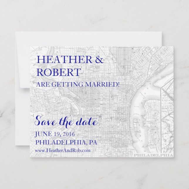 Philadelphie Enregistrer la date - Carte Vintage ( (Devant)