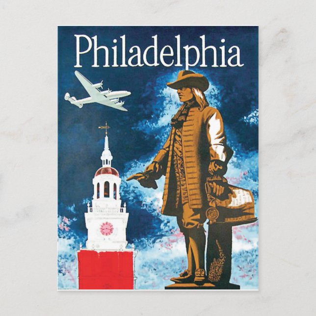 Philadephia, monument and the tower postcard (Front)