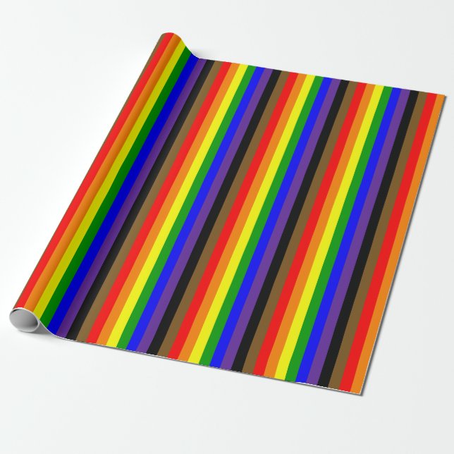 Philadephia Rainbow Pride Flag Vertical Wrapping Paper (Unrolled)