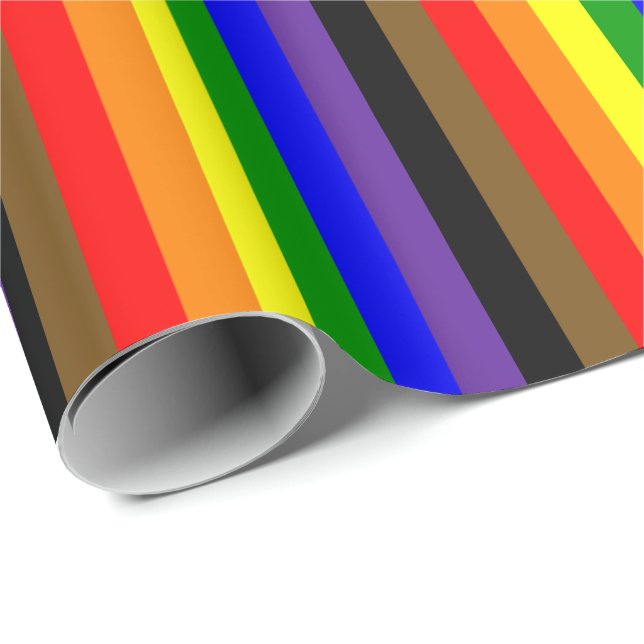 Philadephia Rainbow Pride Flag Vertical Wrapping Paper (Roll Corner)