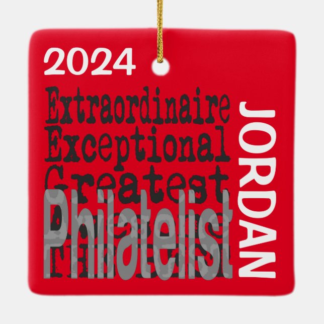 Philatelist Extraordinaire CUSTOM Ceramic Ornament (Back)