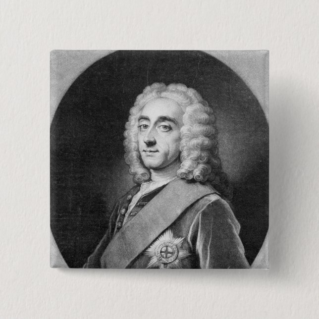 Philip Dormer Stanhope, engraved by John Simon 2 Inch Square Button (Front)