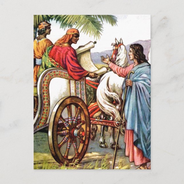 philip et l'homme dans une carte postale de char (Devant)