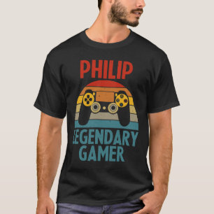 Philip Gift Name Personalized Funny Gaming Geek Bi T-Shirt