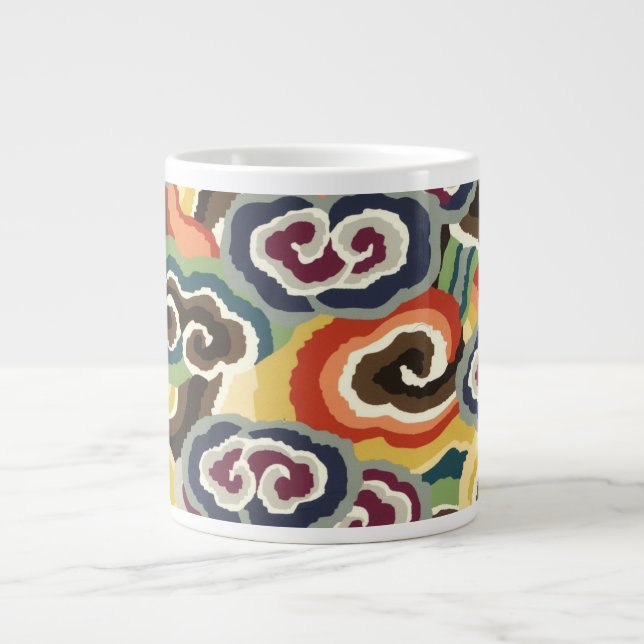 Philip Jacobs Fabric, Tibetan Cloud Scroll Mug. Large Coffee Mug (Front)