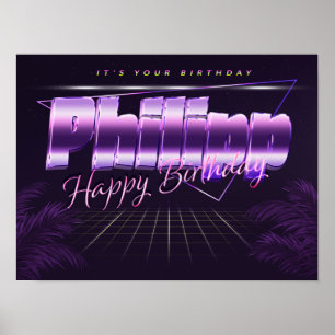 Philipp Name Vorname lila retro Poster Geburtstag