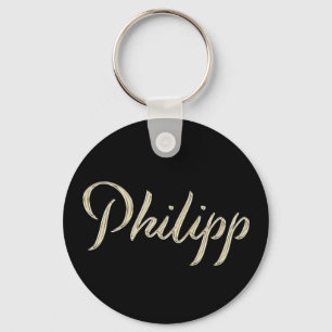 Philipp Name whitegold Button Keytag Keychain