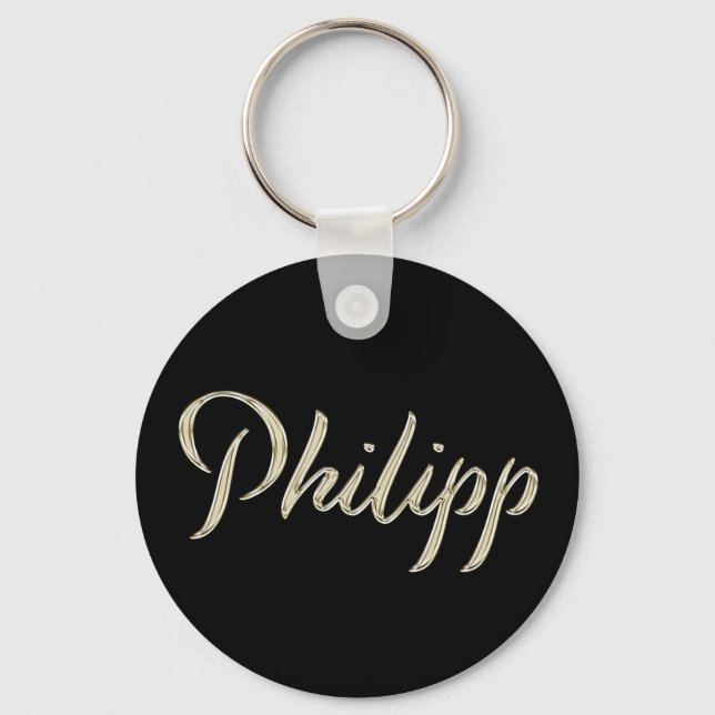 Philipp Name whitegold Button Schlüsselanhänger Keychain (Front)