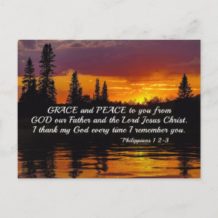 Philippians 1:2-3 Grace and Peace to You, Bible Postcard