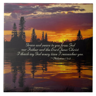 Philippians 1:2-3 Grace and Peace to You, Sunset Tile