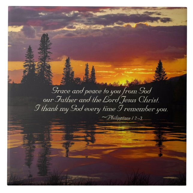 Philippians 1:2-3 Grace and Peace to You, Sunset Tile (Front)