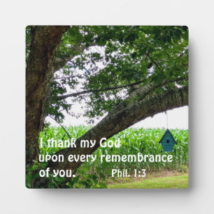 Philippians 1:3 I thank my God upon every  Plaque