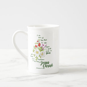 Philippians 1:6 bone china mug