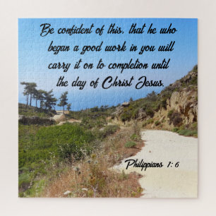 Philippians 1:6 Confident Bible Verse Landscape Jigsaw Puzzle