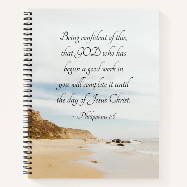Philippians 1:6 GOD who has begun a good work Notebook (Front)