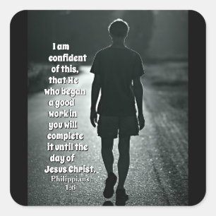 Philippians 1:6 He who has begun a good work Bible Square Sticker