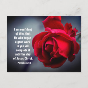 Philippians 1:6 I am confident of this Bible Verse Postcard
