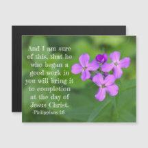 Philippians 1:6 Wildflowers Magnetic Card