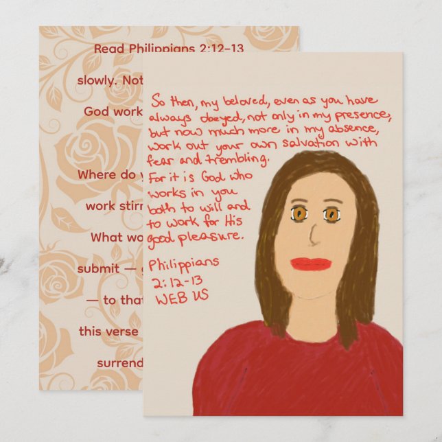 Philippians 2:12‑13 Scripture Lectio Art Print  (Front/Back)